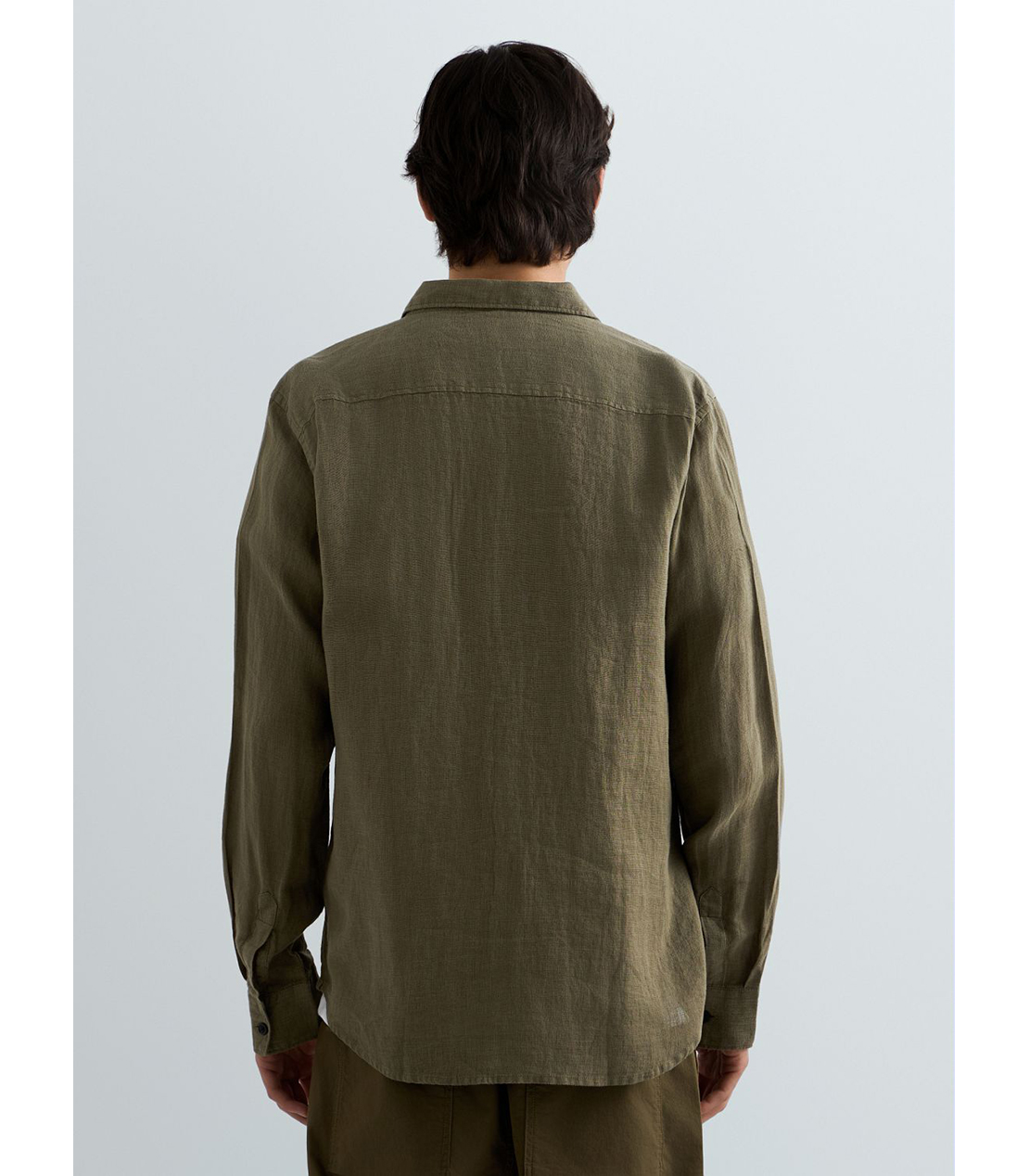 ガーメントダイリネンシャツ 詳細画像 モスグリーン 3